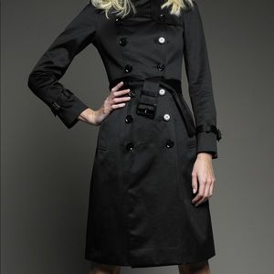 Burberry Cotton Satin Trench Coat Black size 40